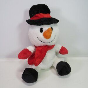 Cheerful Snowman Plush Stuffed Animal with Top Hat & Plush scarf Kids of America